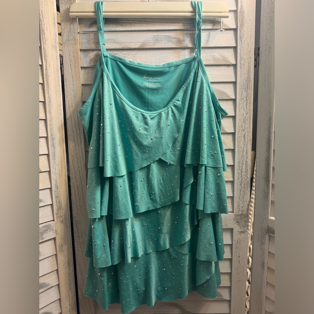 Beautiful Aqua-Colored “Lane Bryant” top with tiny silver accents all throughout